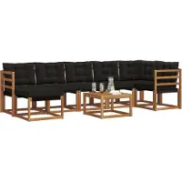 vidaXL Outdoor-Sofagarnitur 8 Stk. Natürlich und Schwarz