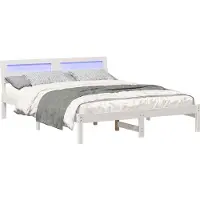 vidaXL Bettrahmen mit Kopfteil Weiß 150 x 200 cm Massives Kiefernholz