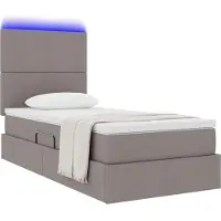 vidaXL LED-Speicherbett mit Matratze Taupe 90 x 200 cm Stoff