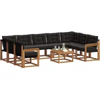 vidaXL Outdoor-Sofagarnitur mit Kissen 10 pcs Natürlich und Schwarz