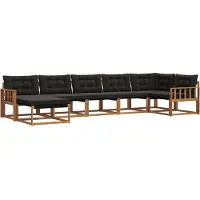 vidaXL Outdoor-Sofagarnitur 7 stk. Natürlich und Schwarz