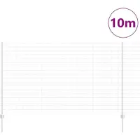 vidaXL Euro-Zaun mit Pfosten 10 x 1,4 m Verzinkter Stahl Silber Netz