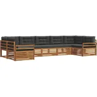 vidaXL Outdoor-Sofagarnitur mit Kissen 7 pcs Natur und Anthrazit
