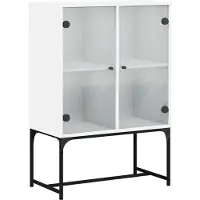 vidaXL Beistellschrank mit Glastüren Weiß 69x37x100 cm