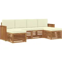 vidaXL Outdoor-Sofagarnitur 6 stk. Natur und Creme