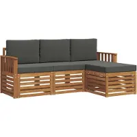 vidaXL Outdoor-Sofagarnitur 4 Stk. Natur und Anthrazit