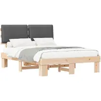 vidaXL Bettgestell mit gepolstertem Kopfteil Dunkelgrau 160 x 200 cm