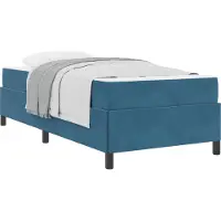 vidaXL Bettrahmen mit Matratze Dunkelblau 90 x 200 cm Stoff