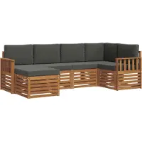 vidaXL Outdoor-Sofagarnitur 6 stk. Natur und Anthrazit Polyester