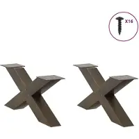 vidaXL Couchtischbeine X-Form 2 Stk. Naturstahl 70x(30-31) cm Stahl