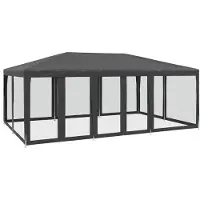 vidaXL Partyzelt mit 10 Mesh-Seitenteilen Anthrazit 6x4 m HDPE
