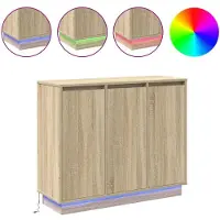 vidaXL LED-Sideboard Sonoma-Eiche 90 x 32 x 75 cm Holzwerkstoff