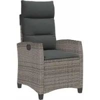 vidaXL Gartensessel mit Beistelltisch Verstellbar Grau Poly Rattan