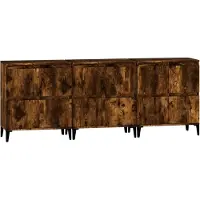 vidaXL Sideboards 3 Stk. Räuchereiche 60x35x70 cm Holzwerkstoff