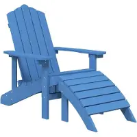 vidaXL Adirondack-Gartenstuhl mit Hocker & Tisch HDPE Aquamarin