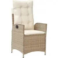 vidaXL Gartensessel mit Kissen Verstellbar Beige Poly Rattan