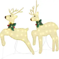 vidaXL LED Rentiere 5 stk. Gold 43 x 18 x 66 cm Stoff