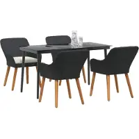 vidaXL Garten Essgruppe mit Kissen 5 pcs Schwarz Poly-Rattan
