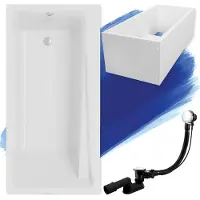 Badland Badewanne Rechteck Elza 140x70 mit Ablaufgarnitur, Füßen und Wannenträger GRATIS