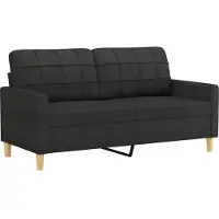vidaXL 3-tlg. Sofagarnitur mit Kissen Schwarz Stoff