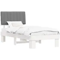 vidaXL Bettgestell mit gepolstertem Kopfteil Hellgrau 90 x 190 cm
