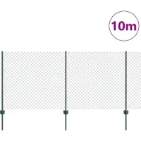 vidaXL Maschendrahtzaun mit Pfosten 10 x 1 m PVC-beschichteter Stahl
