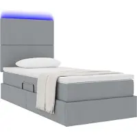vidaXL LED-Speicherbett mit Matratze Hellgrau 100 x 200 cm Stoff