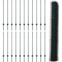 vidaXL Sechseckzaun mit Pfosten 50 x 1,2 m PVC-beschichteter Stahl