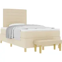 vidaXL Boxspringbett mit Kopfteil Creme 200 x 120 cm Stoff