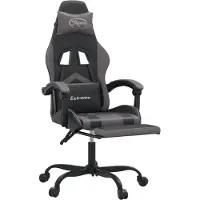vidaXL Gaming-Stuhl mit Fußstütze Schwarz und Grau Kunstleder