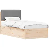 vidaXL Bettgestell mit gepolstertem Kopfteil Hellgrau 75 x 190 cm