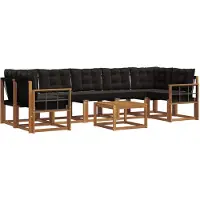 vidaXL Outdoor-Sofagarnitur mit Kissen 8 pcs Natürlich und Schwarz