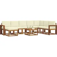 vidaXL Outdoor-Sofagarnitur 9 Stk. Natur und Creme