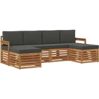 vidaXL Outdoor-Sofagarnitur 6 Stk. Natur und Anthrazit