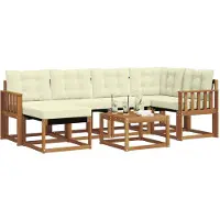vidaXL Outdoor-Sofagarnitur 7 stk. Natur und Creme