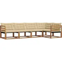 vidaXL Outdoor-Sofagarnitur mit Kissen 5 pcs Natur und Beige