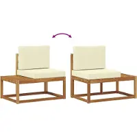 vidaXL Outdoor-Sofagarnitur mit Kissen 4 Stück Natur und Creme
