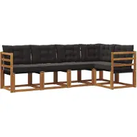 vidaXL Outdoor-Sofagarnitur 5 Stk. Natürlich und Schwarz