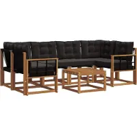 vidaXL Outdoor-Sofagarnitur 7 Stk. Natürlich und Schwarz