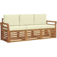 vidaXL Sofagarnituren 3 stk. Natur und Creme Massivholz Akazie