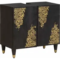 vidaXL Waschbeckenunterschrank mit Speicher Schwarz 62 x 33 x 58 cm