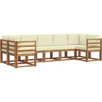 vidaXL Outdoor-Sofagarnitur 7 Stk. Natur und Creme