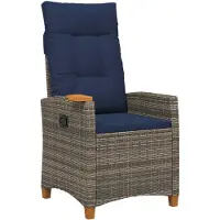 vidaXL Liegestuhl mit Teeteller 62 x 64 x 112 cm Poly-Rattan