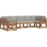vidaXL Outdoor-Sofagarnitur 7 Stk. Natürlich und Hellgrau
