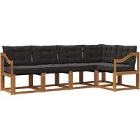 vidaXL Outdoor-Sofagarnitur 5 stk. Natürlich und Schwarz
