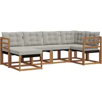 vidaXL Outdoor-Sofagarnitur 6 Stk. Natürlich und Hellgrau