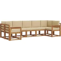 vidaXL Outdoor-Sofagarnitur 7 Stk. Natur und Beige