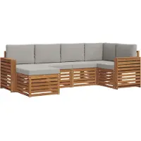 vidaXL Ecksofa Set mit Kissen 6 pcs Natürlich und Hellgrau