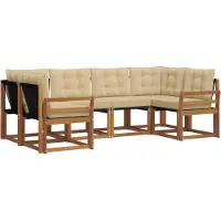 vidaXL Outdoor-Sofagarnitur 6 stk. Natur und Beige