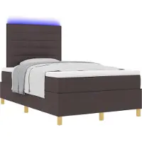 vidaXL LED Boxspringbett mit Kopfteil Dunkelbraun 120 x 200 cm Stoff